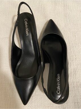 Calvin Klein Black Pointed Slingback Flats
